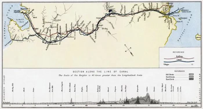 Framed Print : Plan of the Panama Canal, late 19th century. Artist: William Mackenzie Framed Print : Plan of the Panama Canal, late 19th century. Artist: William Mackenzie