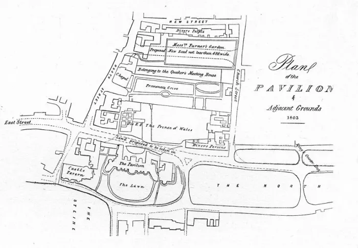 Framed Print : Plan of the Pavilion & Adjacent Grounds - 1803, (1939) Framed Print : Plan of the Pavilion & Adjacent Grounds - 1803, (1939)