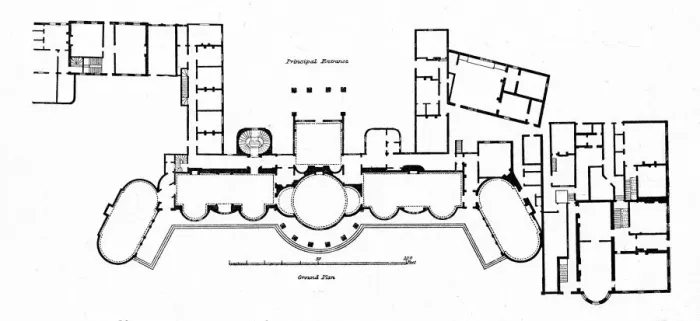 Framed Print : Plan of the Pavilion showing alterations to Hollands original building completed in 1804 Framed Print : Plan of the Pavilion showing alterations to Hollands original building completed in 1804