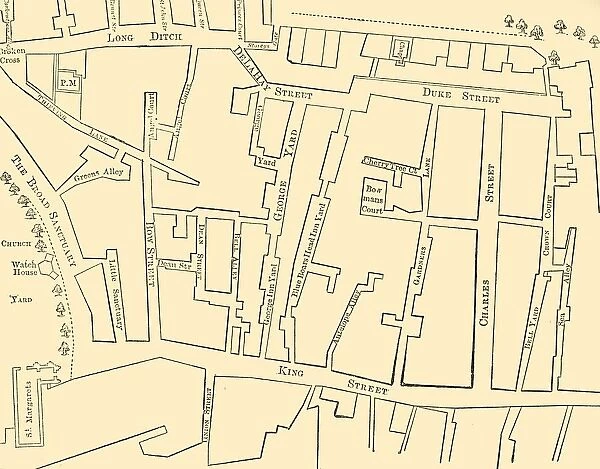 Plan of a Portion of Westminster Between 1734 and 1748 - Before the Erection of