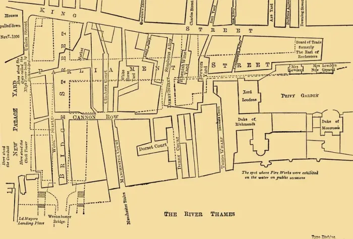 Framed Print : Plan of a Portion of Westminster Between 1734 and 1748 - Before the Erection of Framed Print : Plan of a Portion of Westminster Between 1734 and 1748 - Before the Erection of