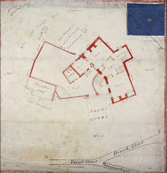 Plan of premises in Adams Court off Old Broad Street, London, c1800