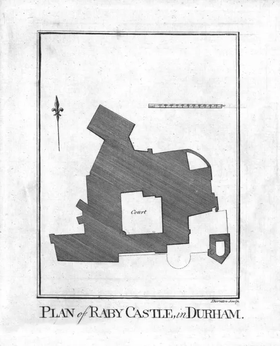 Framed Print : Plan of Raby Castle, in Durham. late 18th century. Artist: Thornton Framed Print : Plan of Raby Castle, in Durham. late 18th century. Artist: Thornton