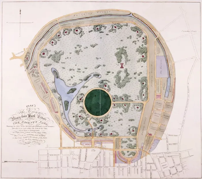 Framed Print : Plan of Regents Park, London, c1822 Framed Print : Plan of Regents Park, London, c1822