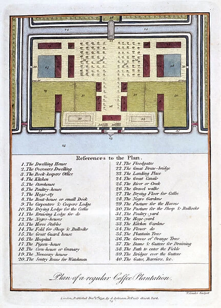 Plan of a Regular Coffee Plantation, 1813. Artist: John Gabriel Stedman