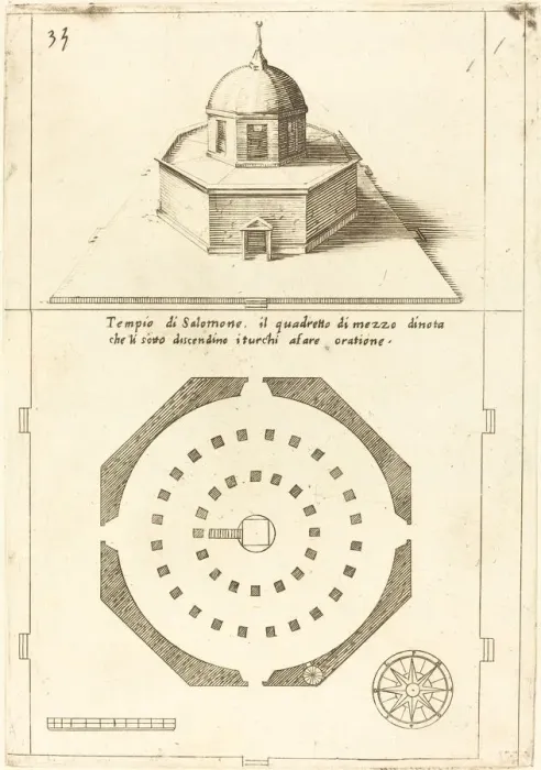 Framed Print : Plan and Rendering of the Temple of Solomon, 1619. Creator: Jacques Callot Framed Print : Plan and Rendering of the Temple of Solomon, 1619. Creator: Jacques Callot