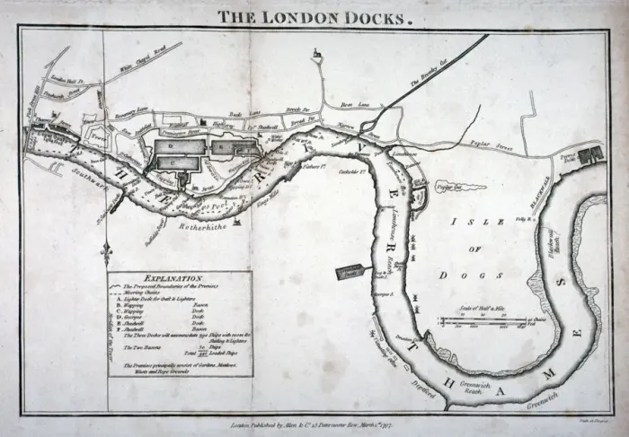 Framed Print : Plan of the River Thames showing the London Docks and the Isle of Dogs, 1797 Framed Print : Plan of the River Thames showing the London Docks and the Isle of Dogs, 1797
