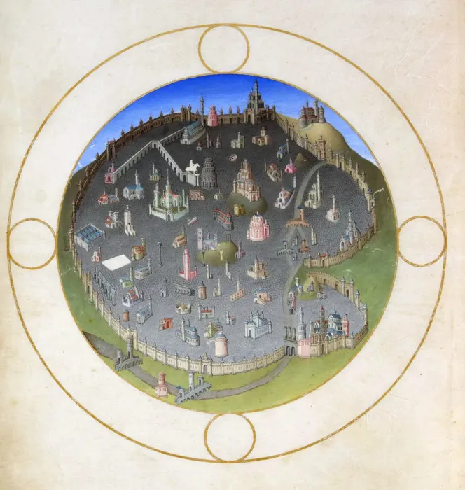 Framed Print : A plan of Rome, 1412-1416. Artist: Hermann Limbourg Framed Print : A plan of Rome, 1412-1416. Artist: Hermann Limbourg