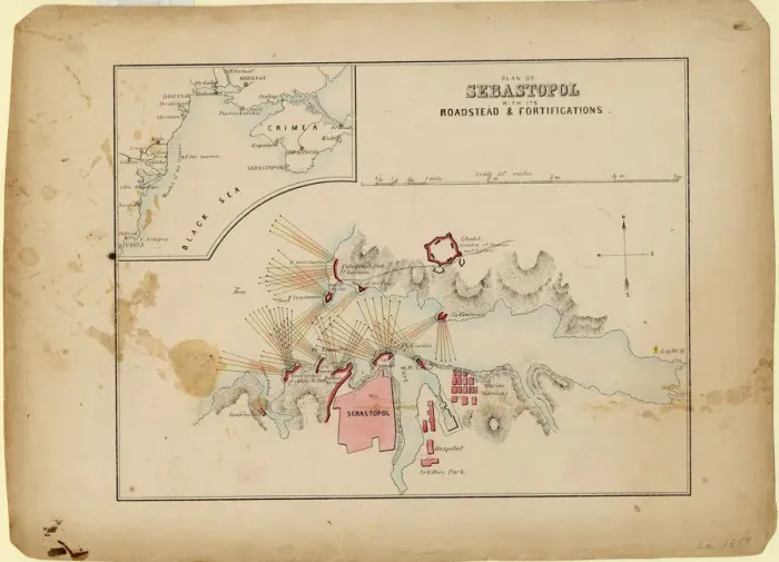 Framed Print : Plan of Sevastopol with its roadstead & fortifications, c Framed Print : Plan of Sevastopol with its roadstead & fortifications, c