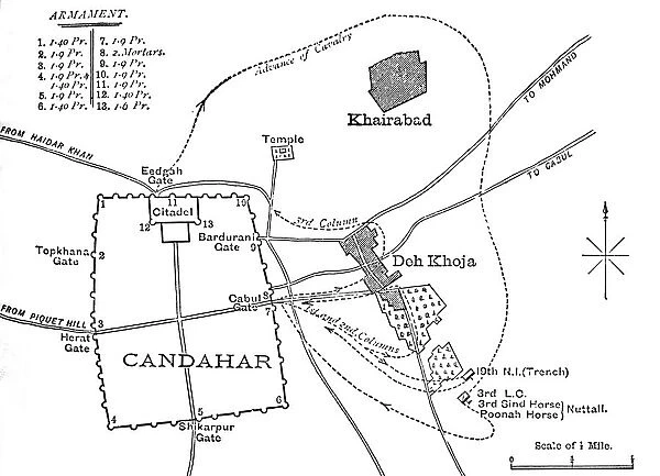 Plan of the Sortie from Candahar, (Aug. 16, 1880), c1880