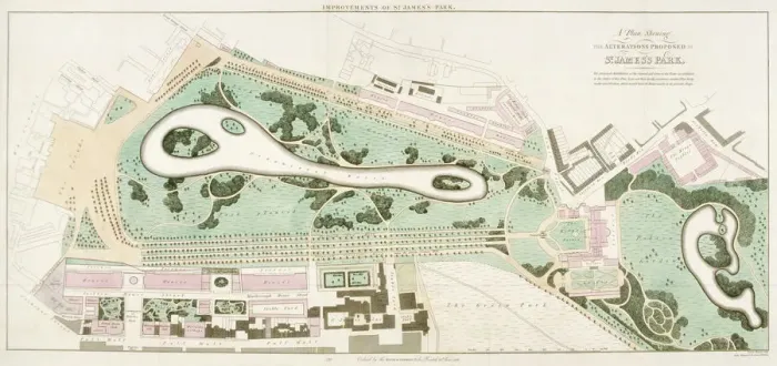 Framed Print : Plan of St Jamess Park, Westminster, London, 1710 Framed Print : Plan of St Jamess Park, Westminster, London, 1710