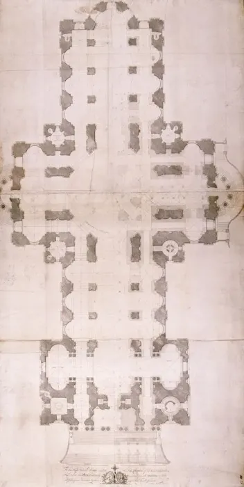 Framed Print : Plan of St Pauls Cathedral, London, 1758. Artist: John Gwyn Framed Print : Plan of St Pauls Cathedral, London, 1758. Artist: John Gwyn