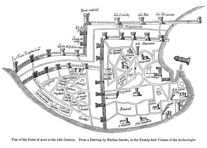 Framed Print : Plan of the town of Acre, Palestine, 14th century Framed Print : Plan of the town of Acre, Palestine, 14th century