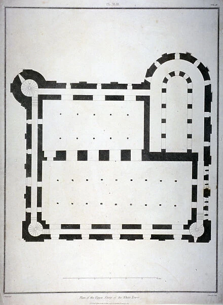 Plan of the upper storey of the White Tower, Tower of London, 1815