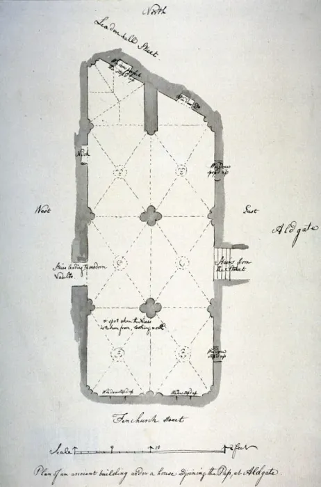 Framed Print : Plan of vaulting in St Michaels Crypt, Aldgate, London, 1784. Artist: John Carter Framed Print : Plan of vaulting in St Michaels Crypt, Aldgate, London, 1784. Artist: John Carter