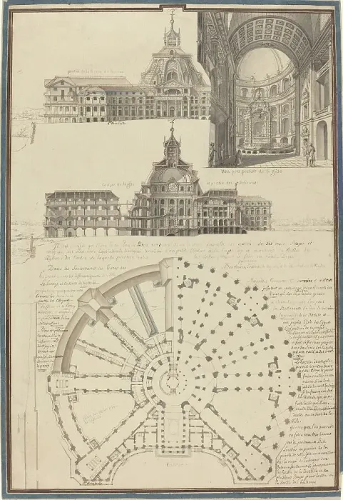 Framed Print : Plan and Three Views of a Circular Church, c. 1750. Creator: Pierre Varin Framed Print : Plan and Three Views of a Circular Church, c. 1750. Creator: Pierre Varin