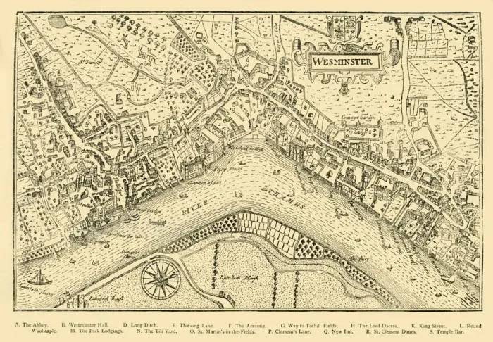 Framed Print : Plan of Westminster. (From Nordens Survey, taken in Queen Elizabeths Reign, 1593), (1881) Framed Print : Plan of Westminster. (From Nordens Survey, taken in Queen Elizabeths Reign, 1593), (1881)