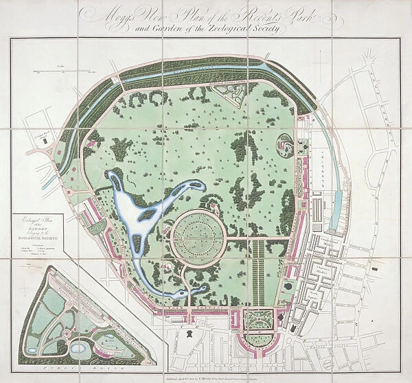 Plan of the Zoological Gardens, Regents Park, St Marylebone, London, 1828. Artist