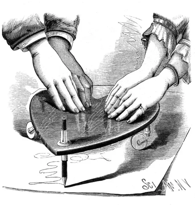 Framed Print : Planchette or ouija board, 1885 Framed Print : Planchette or ouija board, 1885