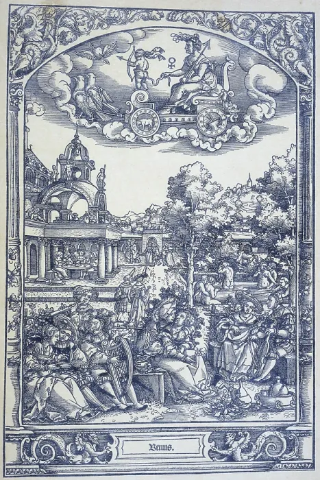 Framed Print : The planet Venus and lovers, c1535. Creator: Sebald Beham Framed Print : The planet Venus and lovers, c1535. Creator: Sebald Beham