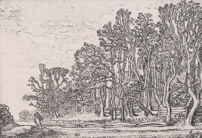Framed Print : Two Plank Hedges, from Verscheyden Landtschapjes (Various Little Landscapes), Plate 6 Framed Print : Two Plank Hedges, from Verscheyden Landtschapjes (Various Little Landscapes), Plate 6
