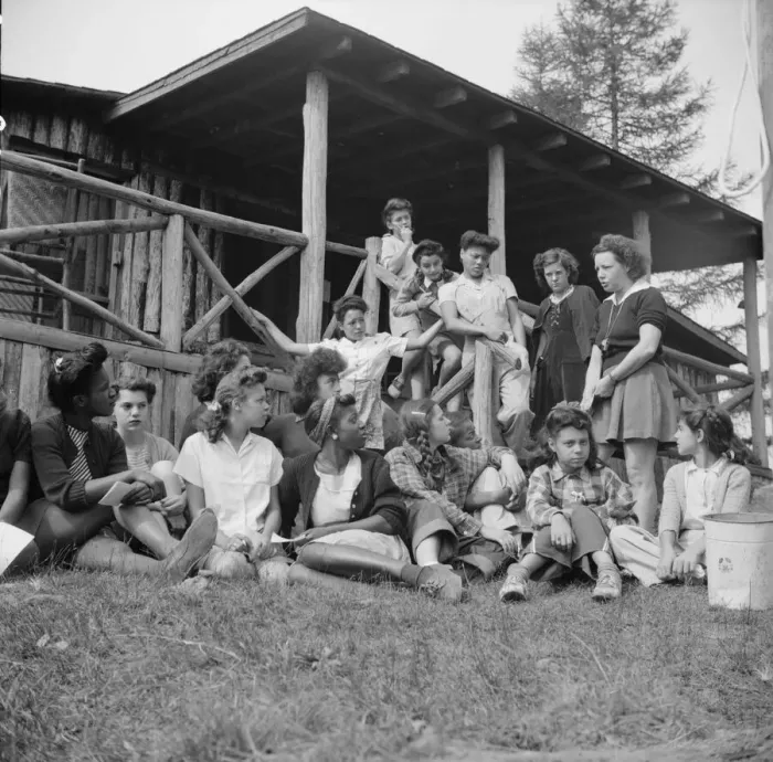 Framed Print : Planning a days activity at Camp Gaylord White, Arden, New York, 1943. Creator: Gordon Parks Framed Print : Planning a days activity at Camp Gaylord White, Arden, New York, 1943. Creator: Gordon Parks
