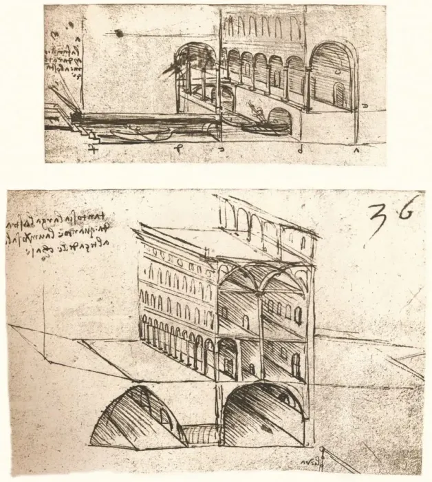 Framed Print : Two plans for canals in a town, c1472-c1519 (1883). Artist: Leonardo da Vinci Framed Print : Two plans for canals in a town, c1472-c1519 (1883). Artist: Leonardo da Vinci