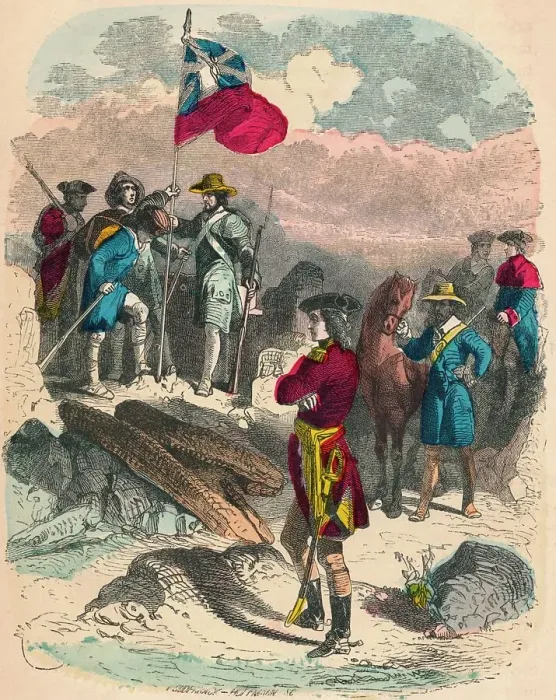 Framed Print : Planting of the Royal Flag on the Ruins of Fort Du Quesne, 1758