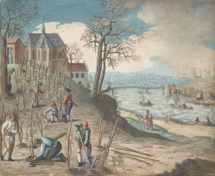 Framed Print : Planting Trees, 18th century. Creator: Anon Framed Print : Planting Trees, 18th century. Creator: Anon