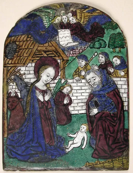 Framed Print : Plaque with Adoration of the Shephards, French, 15th century. Creator: Unknown Framed Print : Plaque with Adoration of the Shephards, French, 15th century. Creator: Unknown