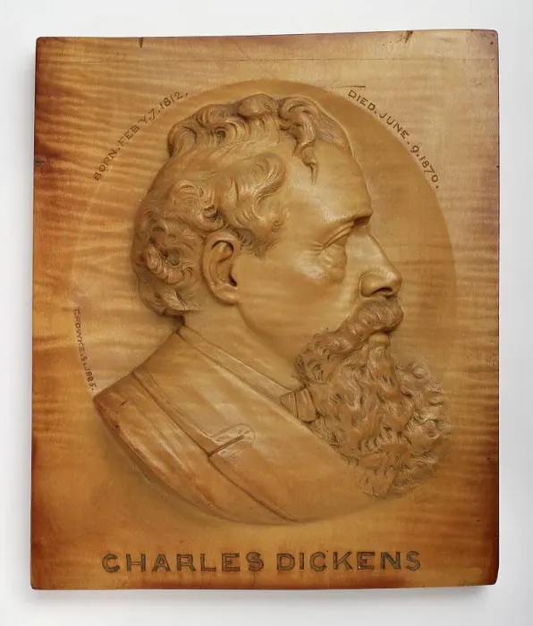 Framed Print : Plaque of Charles Dickens, 1885. Creator: T Fowke Framed Print : Plaque of Charles Dickens, 1885. Creator: T Fowke