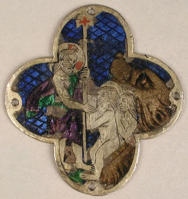 Framed Print : Plaque with Christ with Adam and Eve in Limbo, Catalan, 14th century. Creator: Unknown Framed Print : Plaque with Christ with Adam and Eve in Limbo, Catalan, 14th century. Creator: Unknown