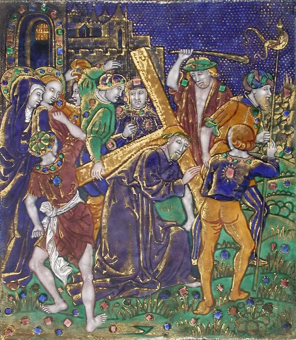 Framed Print : Plaque with Christ Carring Cross, French, 16th century. Creator: Unknown Framed Print : Plaque with Christ Carring Cross, French, 16th century. Creator: Unknown