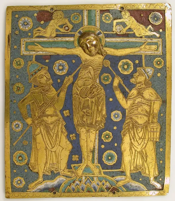 Framed Print : Plaque with the Crucifixion between Longinus and Stephaton and Personifications Framed Print : Plaque with the Crucifixion between Longinus and Stephaton and Personifications