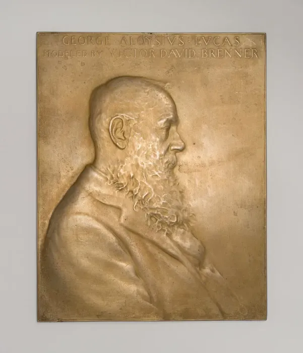 Framed Print : Plaque depicting George A. Lucas, Esq. 1890 / 1908. Creator: Victor David Brenner Framed Print : Plaque depicting George A. Lucas, Esq. 1890 / 1908. Creator: Victor David Brenner