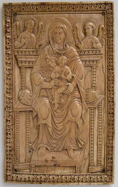 Plaque with Enthroned Virgin and Child, Carolingian, 850-875. Creator: Unknown
