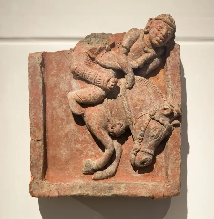 Framed Print : Plaque with Galloping Horse and Rider, Gupta period, 4th / 5th century. Creator: Unknown Framed Print : Plaque with Galloping Horse and Rider, Gupta period, 4th / 5th century. Creator: Unknown