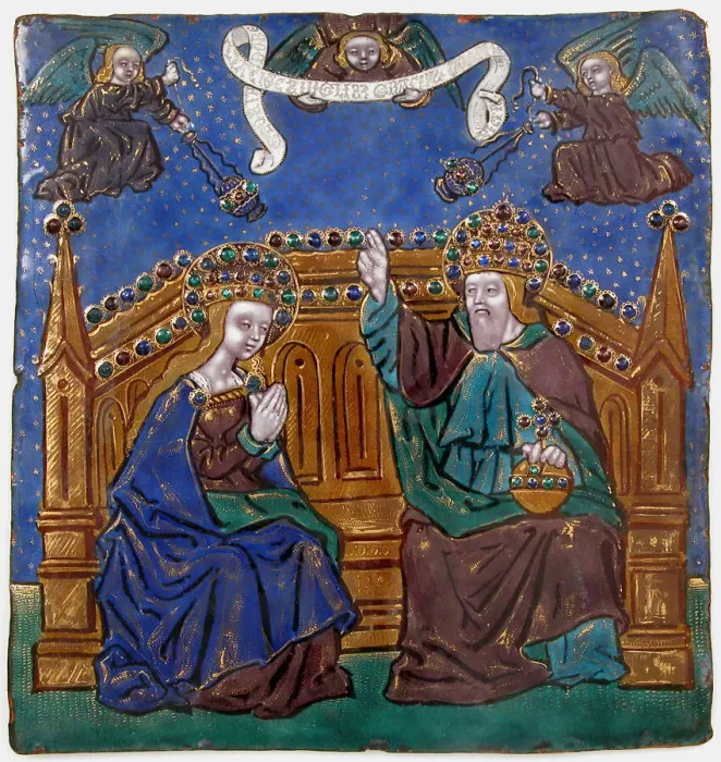 Framed Print : Plaque with God The Father Blessing The Virgin, French, late 15th-early 16th century Framed Print : Plaque with God The Father Blessing The Virgin, French, late 15th-early 16th century