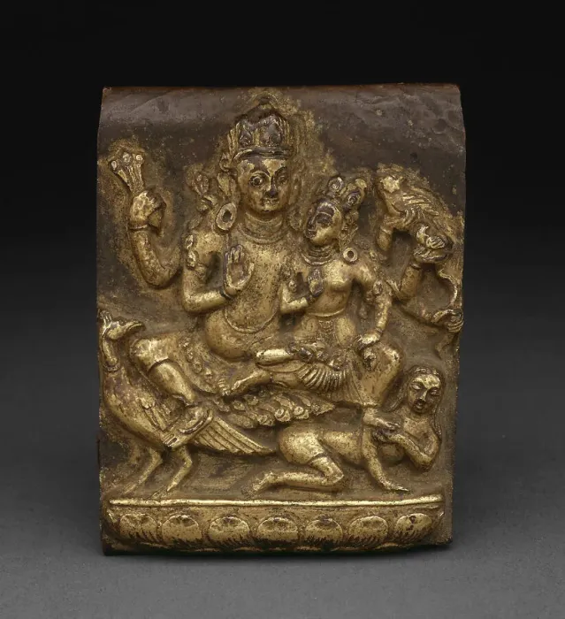 Framed Print : Plaque with Local Deity Ghantakarna and Spouse, c. 1600. Creator: Unknown Framed Print : Plaque with Local Deity Ghantakarna and Spouse, c. 1600. Creator: Unknown