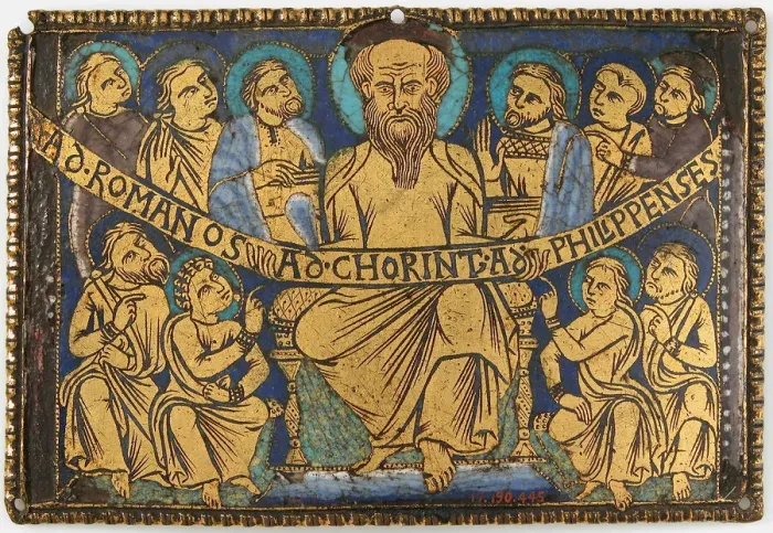 Framed Print : Plaque with Saint Paul and His Disciples, British (?), ca. 1160-80. Creator: Unknown Framed Print : Plaque with Saint Paul and His Disciples, British (?), ca. 1160-80. Creator: Unknown