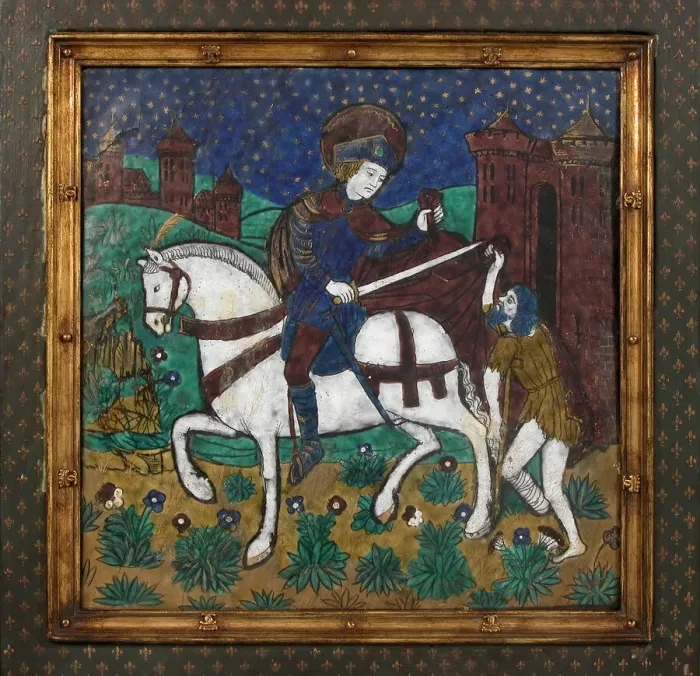 Framed Print : Plaque with St. Martin and the Beggar, French, 16th century. Creator: Unknown Framed Print : Plaque with St. Martin and the Beggar, French, 16th century. Creator: Unknown