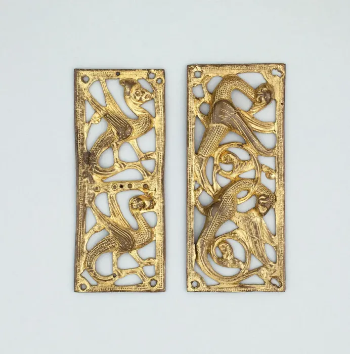 Framed Print : Two Plaques with Interlaced Chimeras, Limoges, 1200 / 50. Creator: Unknown Framed Print : Two Plaques with Interlaced Chimeras, Limoges, 1200 / 50. Creator: Unknown