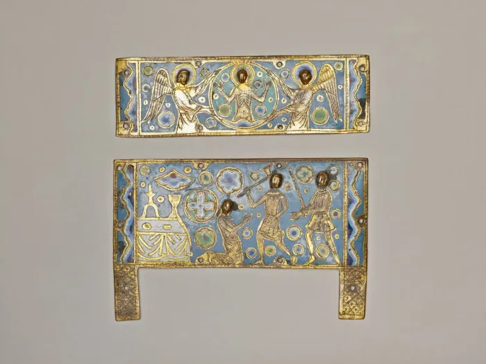 Framed Print : Plaques from a Reliquary Casket with the Martyrdom of a Saint, Limoges, 1200 / 50 Framed Print : Plaques from a Reliquary Casket with the Martyrdom of a Saint, Limoges, 1200 / 50
