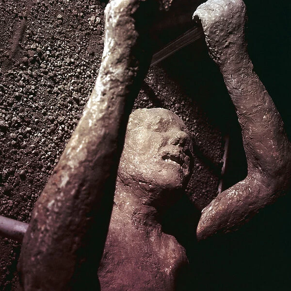 Plaster Cast of a victim of the eruption of Vesuvius at Pompeii, Italy