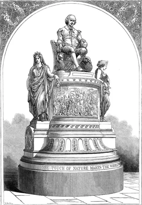 Framed Print : Plaster Monument of Shakspeare, modelled by the late J. E. Thomas, 1862. Creator: Robert Dudley Framed Print : Plaster Monument of Shakspeare, modelled by the late J. E. Thomas, 1862. Creator: Robert Dudley