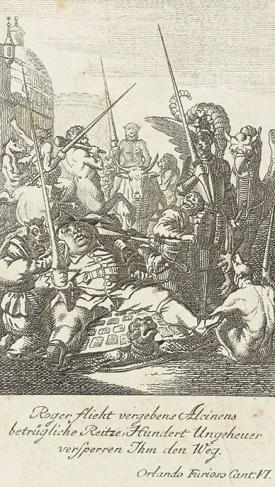 Framed Print : Plate 1 for Ariosto's Orlando Furioso, 1772. Creator: Daniel Berger Framed Print : Plate 1 for Ariosto's Orlando Furioso, 1772. Creator: Daniel Berger