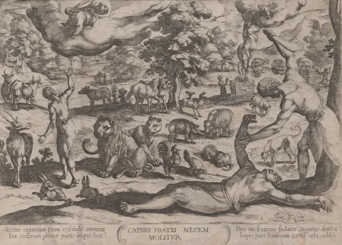 Framed Print : Plate 1: Cain Killing Abel, from The Battles of the Old Testament, ca. 1590... ca Framed Print : Plate 1: Cain Killing Abel, from The Battles of the Old Testament, ca. 1590... ca