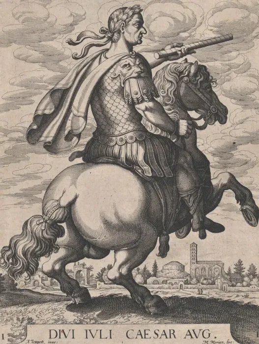 Framed Print : Plate 1: Emperor Julius Caesar on Horseback, from The First Twelve Roman Caesars, af Framed Print : Plate 1: Emperor Julius Caesar on Horseback, from The First Twelve Roman Caesars, af