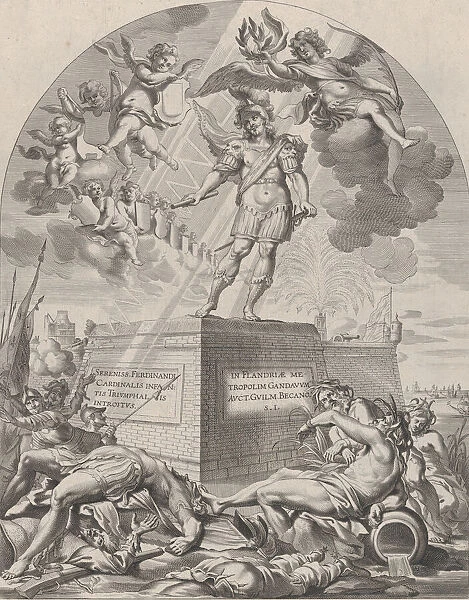 Plate 1: Ferdinand as Mars, standing on a pedestal; from Guillielmus Becanus s
