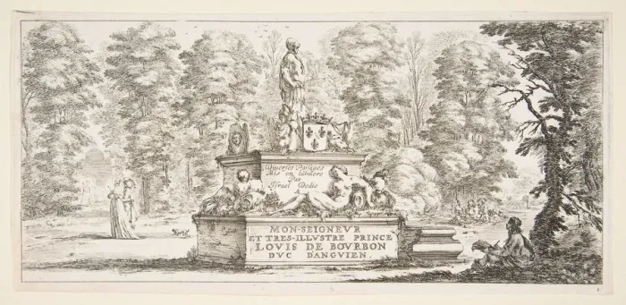 Framed Print : Plate 1: a monument with statues and a coat of arms in the center, a draughstman on th Framed Print : Plate 1: a monument with statues and a coat of arms in the center, a draughstman on th